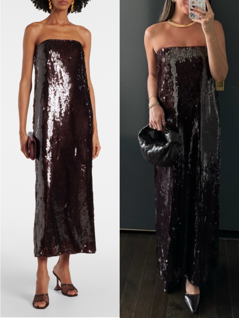 STAUD Casey Sequin Strapless Maxi Dress - NWT